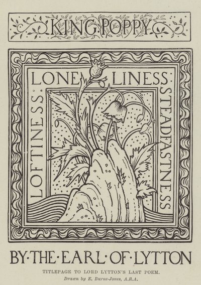 Titulní strana k poslední básni lorda Lyttona od Edward Burne Jones