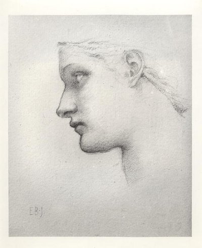 Variantní studie pro hlavu královny v Laus Veneris od Edward Burne Jones