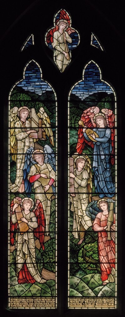 Wilden, All Saints, Morris & Co., Edward Burne-Jones, John Henry Dearle (1859-1932), Angels Of Paradise, Angel Musicians, 1902-1914, Louisa, Alfred, The Baldwins, ministerský předseda, metodista, Worcesters od Edward Coley and Dearle Burne Jones
