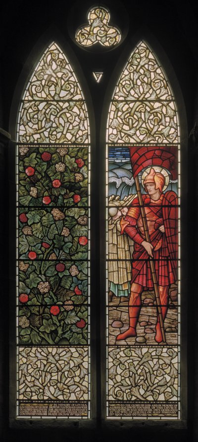 Wilden, All Saints, Morris & Co., Edward Burne-Jones, John Henry Dearle (1859-1932), Foliage & Joshua, 1902-1914, Louisa, Alfred, The Baldwins, ministerský předseda, metodista, Worcestershire, Arts & Crafts od Edward Coley and Dearle Burne Jones
