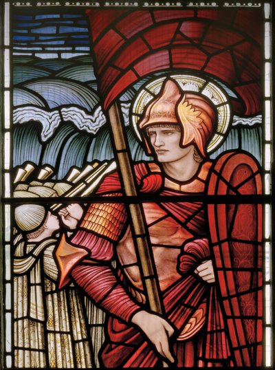Wilden, All Saints, Morris & Co., Edward Burne-Jones, John Henry Dearle (1859-1932), Joshua, detail, 1902-1914, Louisa, Alfred, The Baldwins, ministerský předseda, metodista, Worcestershire, Arts & Crafts, od Edward Coley and Dearle Burne Jones