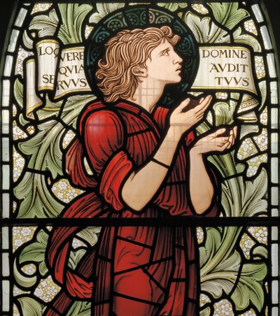 Wilden, All Saints, Morris & Co., Edward Burne-Jones, John Henry Dearle (1859-1932), Samuel, detail, 1902-1914, Louisa, Alfred, The Baldwins, předseda vlády, metodista, Worcestershire, Arts & Crafts, od Edward Coley and Dearle Burne Jones