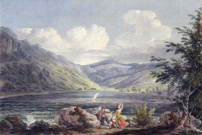 Haweswater, Westmoreland, cca 1795 (wc přes grafit na tkaném papíru) od Edward Dayes