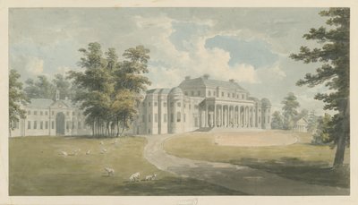 Shugborough Hall: malba akvarelem a [? konec 18. století] od Edward Dayes
