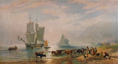 Letní večer: Vyloďovací dobytek, 1858, 1935 od Edward Duncan