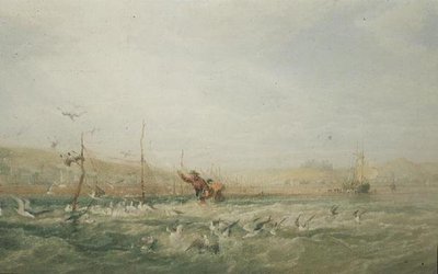 Rybáři honí racky ze sítí, Mumbles, Jižní Wales od Edward Duncan