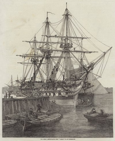 HM Screw Line-of-Battle Ship Caesar, 90, v Portsmouthu od Edward Duncan