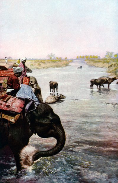 Říční scéna, střední Indie, c1930 od Edward E Long