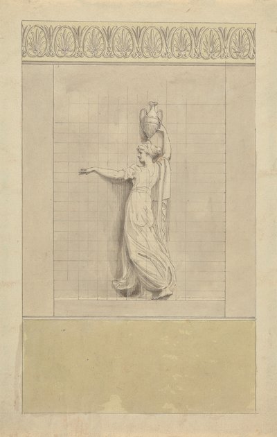 Ženská postava nesoucí džbán s vodou na hlavě od Edward Francis Burney