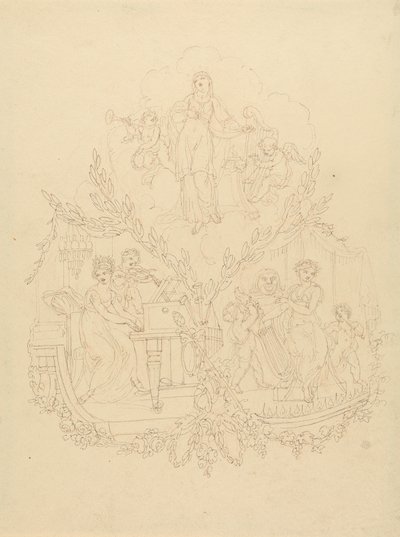 Ženské postavy a Putti hrající na hudební nástroje od Edward Francis Burney