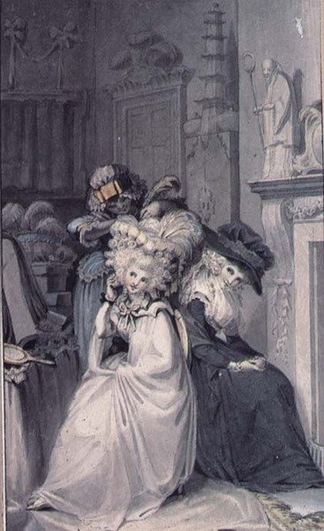 Dáma na záchodě (kresba) od Edward Francis Burney