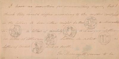 Letter with Designs for Signets (?) od Edward Francis Burney