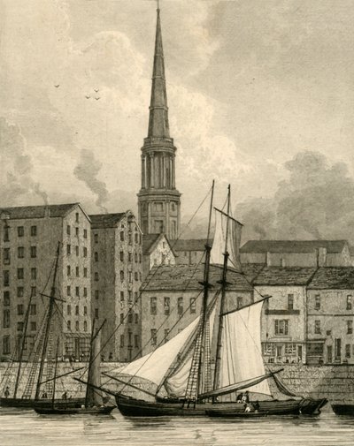 Kostel St. Georges z Doků, Liverpool, c1830. od Edward Francis Finden