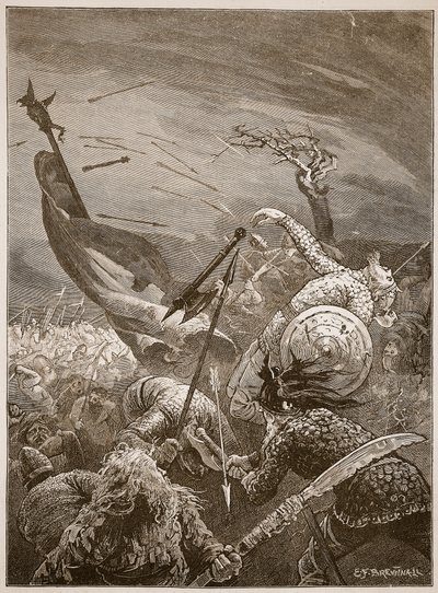 Haroldova smrt v bitvě u Hastingsu, ilustrace z knihy "Cassell