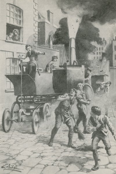 Gurney a jeho úžasný motor (litografie) od Edward Frederick Skinner