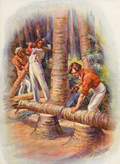 Ilustrace ke knize Masterman Ready od kapitána Marryata (barevná litografie) od Edward Frederick Skinner