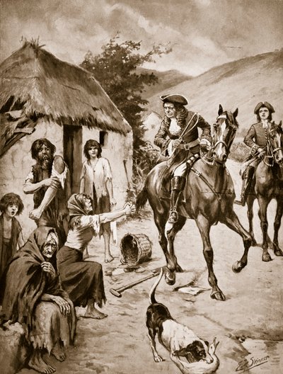 Irský život, asi 1710, ilustrace z knihy "Hutchinson