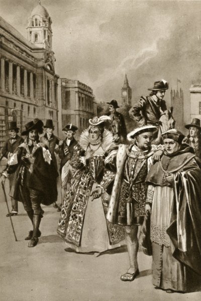 Ulice Londýna: Jindřich VIII., kardinál Wolsey (litografie) od Edward Frederick Skinner
