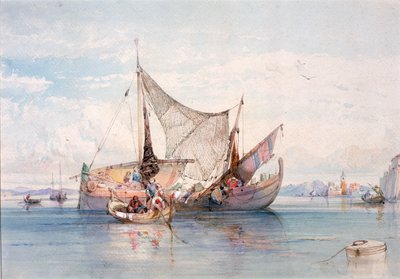 Lodě na severoitalském jezeře (barva těla) od Edward Harper
