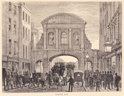 Temple Bar ve Fleet Street, kolem roku 1870 od Edward Henry Fahey