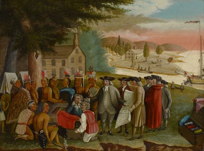 Pennova smlouva s Indiány, cca 1830-40 (olej na plátně) od Edward Hicks