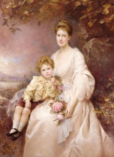 Portrét Laury Gwendolen Gascoigne a jejího syna Alvaryho od Edward Hughes