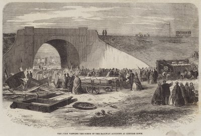 Porota sleduje scénu železniční nehody v Kentish Town od Edward Hull