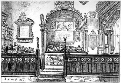 Lavice v kostele Clopton, Stratford-upon-Avon, Warwickshire, 1885. od Edward Hull