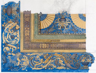 Návrh centrálního stropu kulečníkové místnosti ve Wortley Hall (pero, inkoust a wc na papíře) od Edward John Poynter