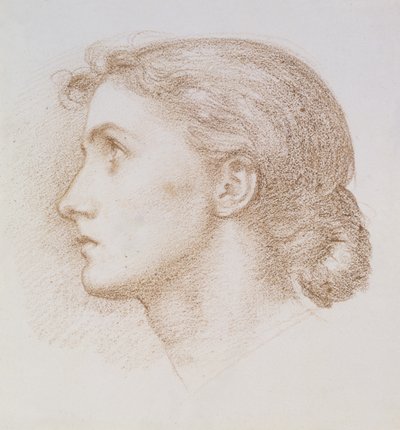 Studie hlavy mladé ženy, kolem roku 1880 (křída na papíře) od Edward John Poynter