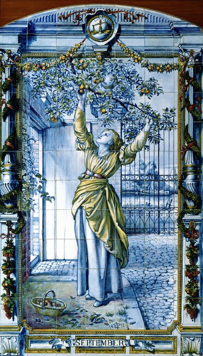 září, ze série dlaždicových panelů pro holandskou kuchyni od Edward John Poynter