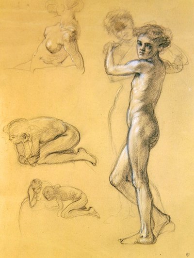 Study for Idle Fears (III), 1893 (křída na papíře) od Edward John Poynter