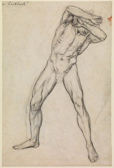 Studie mužského aktu pro "Věrný až do smrti", recto, c.1865 od Edward John Poynter