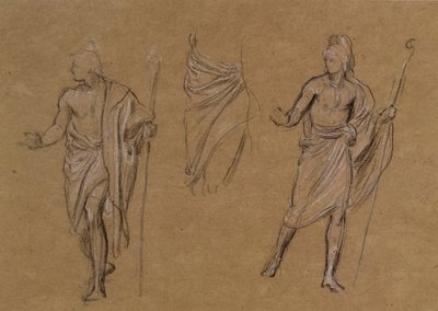 Studium pastýřů, kolem roku 1875 (křída na papíře) od Edward John Poynter