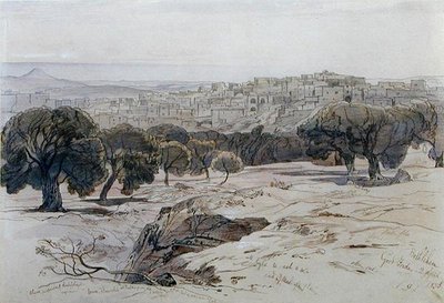 Betlém - Velký pátek 2. dubna 1858 (pero, inkoust a akvarel na papíře) od Edward Lear
