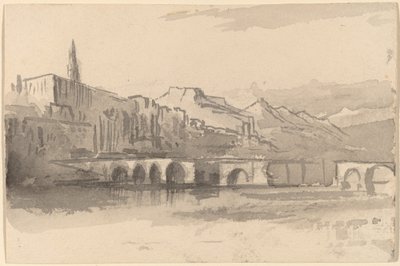 Most s horami v dálce Ventimiglia, 18841885. od Edward Lear