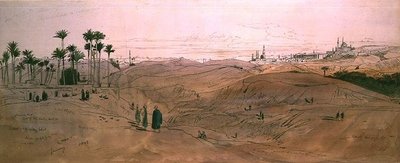 Káhira (pero a inkoust a akvarel na papíře) od Edward Lear