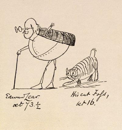 Edward Lear ve věku 73 a půl a jeho Cat Foss ve věku 16 let od Edward Lear