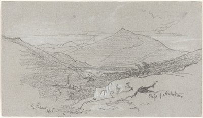 Horský pohled z Antrodoca od Edward Lear