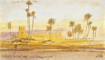Poblíž Wady Halfeh, 17:30, 6. února 1867 (inkoust a wc) od Edward Lear