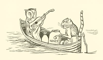 Sova a kočička (rytina) od Edward Lear