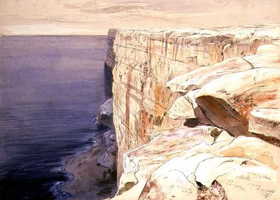 Skály poblíž Garf Hasan, Malta od Edward Lear