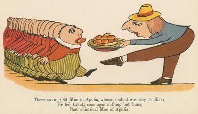 Byl jeden starý muž z Apulie, jehož chování bylo velmi zvláštní, z knihy „Kniha nesmyslů“, kterou vydal Frederick Warne and Co., Londýn, kolem roku 1875 od Edward Lear