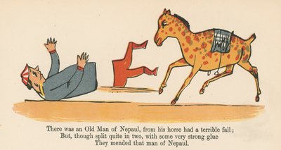 Byl jeden stařec z Nepaulu, který strašlivě spadl z koně, z knihy "A Book of Nonsense", vydané nakladatelstvím Frederick Warne and Co., Londýn, cca 1875. od Edward Lear