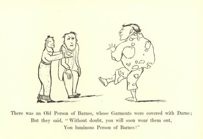Byl tam Barnesův starý člověk, jehož šaty byly pokryty Darnsem od Edward Lear
