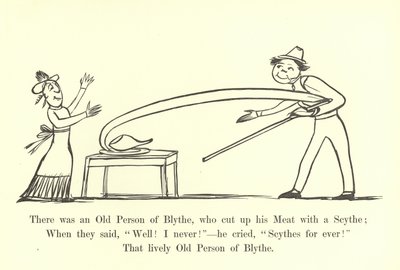 Byl tam starý Blythe, který rozřezal své maso kosou od Edward Lear
