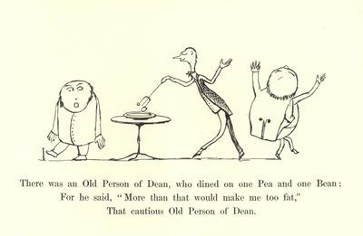 Byl tam starý Deanův člověk, který jedl jeden hrášek a jedno fazole od Edward Lear