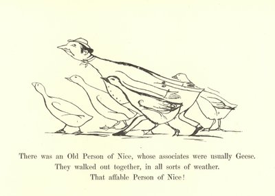 Byl tam jeden starý člověk z Nice, jehož společníky byly obvykle Husy od Edward Lear