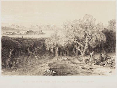 Pohled z vesnice Ascension na ostrově Korfu od Edward Lear