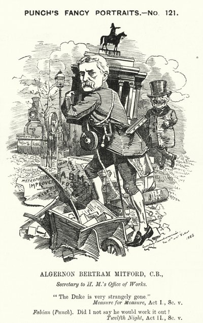 Punč karikatura: Algernon Bertram Freeman-Mitford od Edward Linley (after) Sambourne